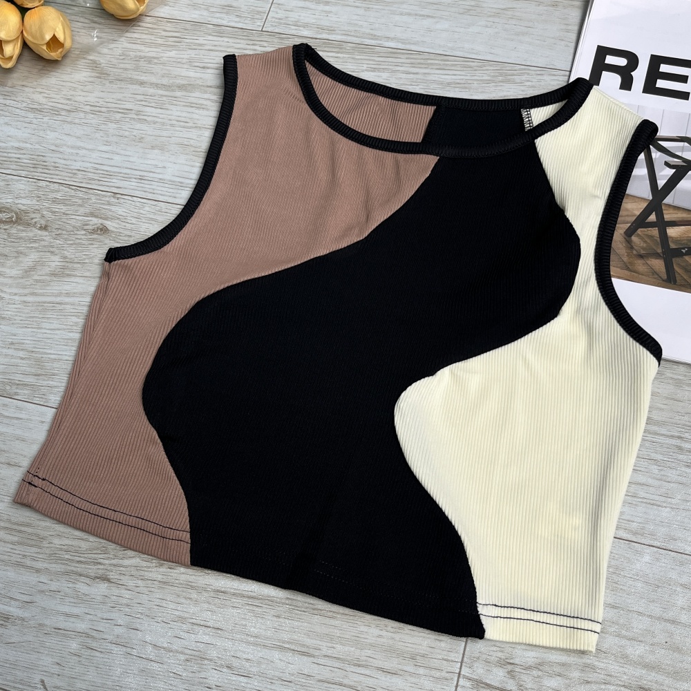 Tank Top Ribbed - Cross-border women's multi-color sleeveless ribbed halter